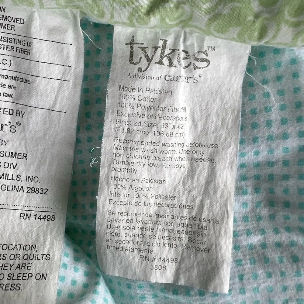 Y2K Carters Tykes Animals Crib Quilt Pastel Gingham Puppy Bee Duck Dragonfly HTF